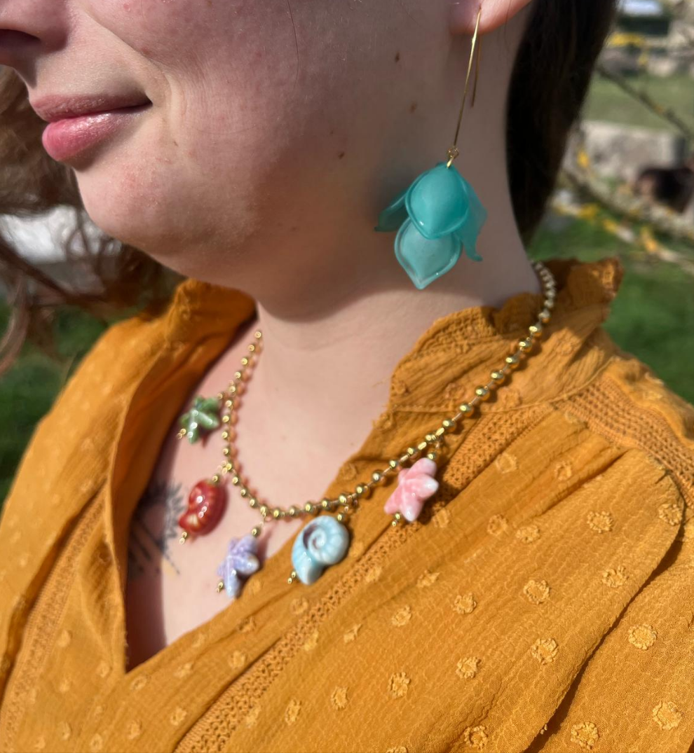 Boucle d'oreille fleur renverser