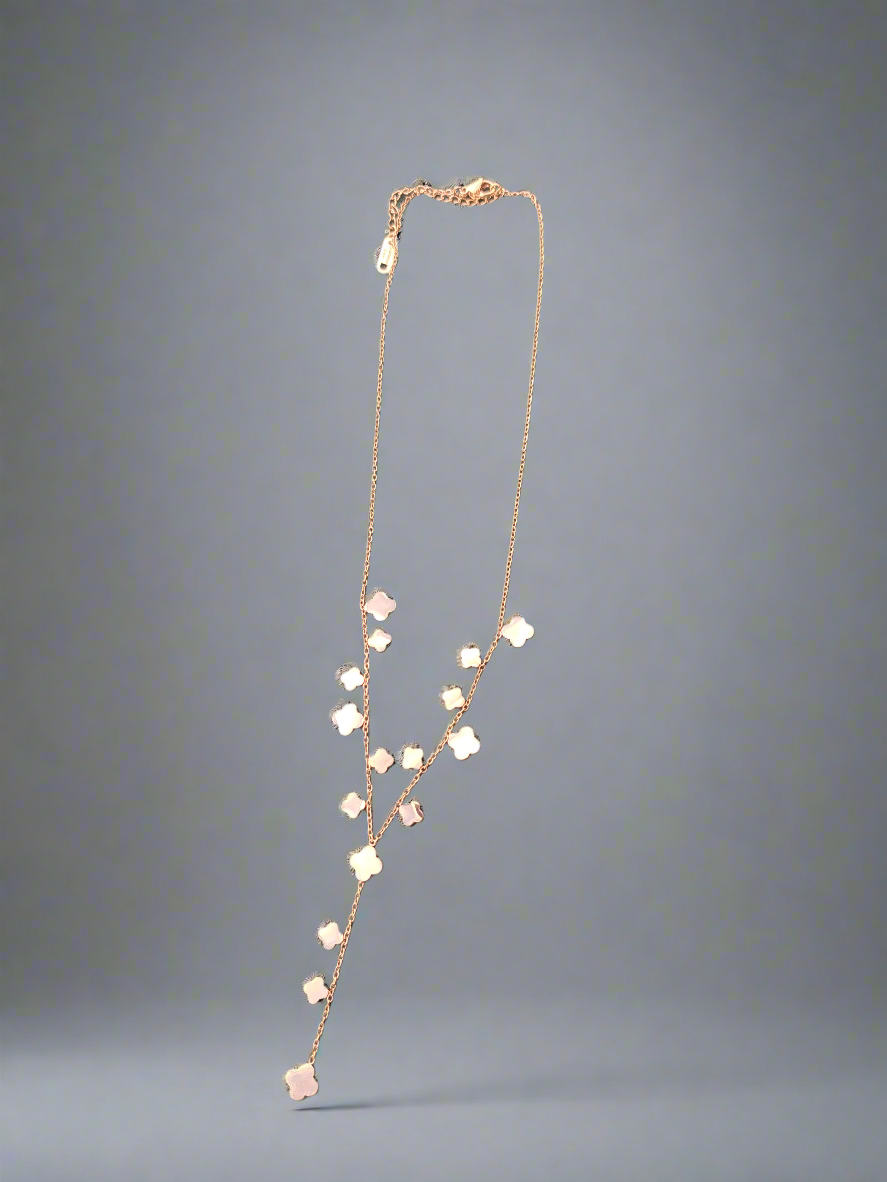 Collier en Y trèfle doré