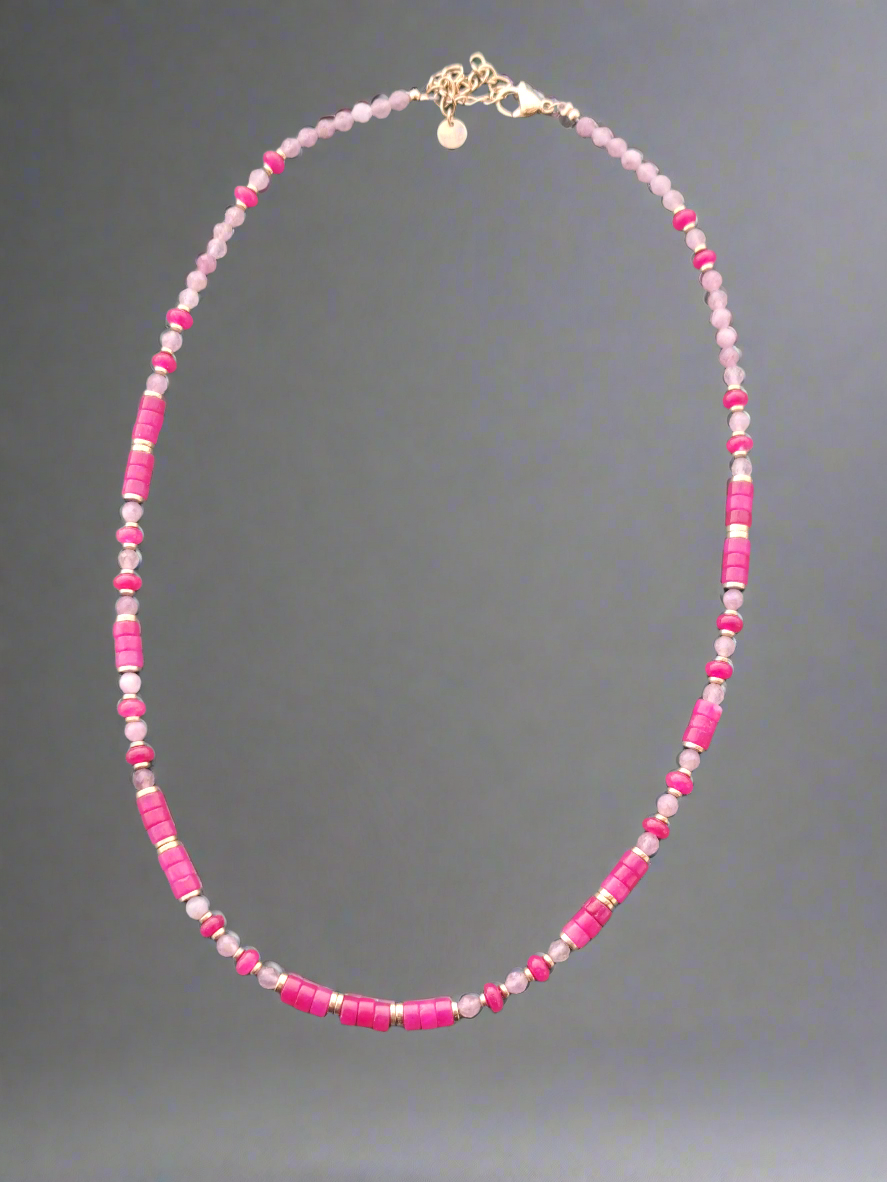 Collier perle naturelle rose