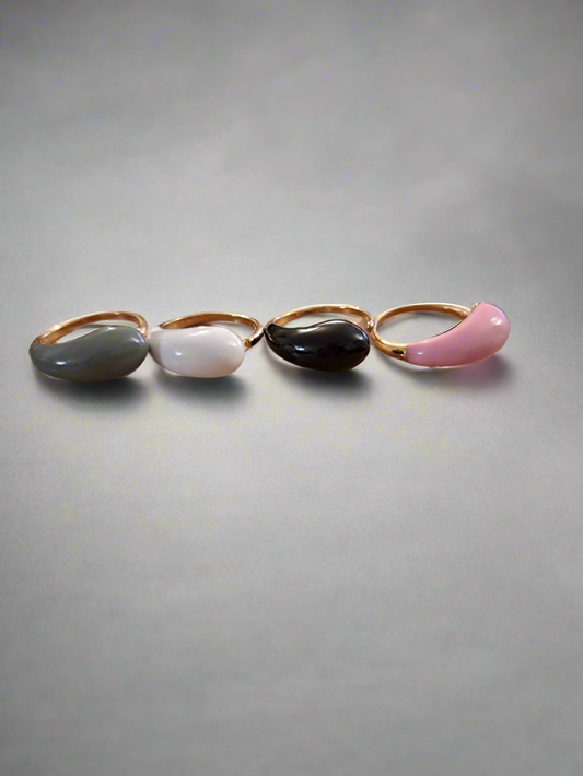 Bague ajustable goutte colorée